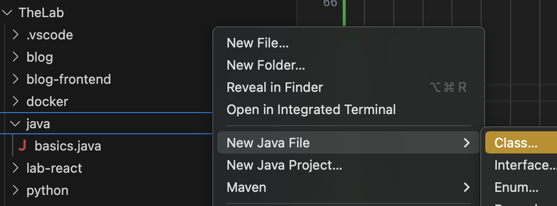 IDE showing the file explorer and right-click menu